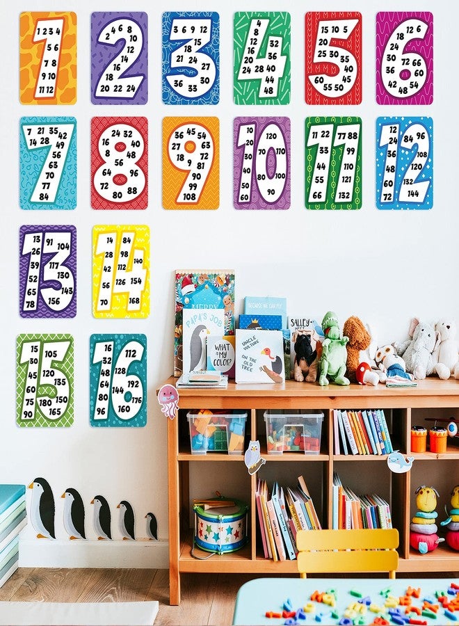 Marspark 16 Pieces Time Table Chart for Kids, Multiple Number Laminated Posters Multiplication Table Chart Classroom Posters Homeschooling Supplies for Students Boys Girls Leaning Studying Numbers 1 to 16 - Image 3